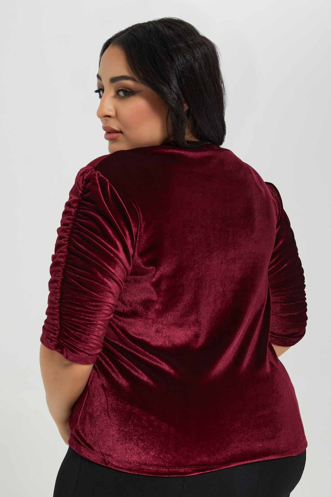 Redtag-Mauve-Highneck-Puff-Sleeve-Top-Category:Tops,-Colour:Mauve,-Deals:New-In,-Filter:Plus-Size,-LDP-Tops,-New-In-LDP-APL,-Non-Sale,-Section:Women,-W22A-Women's-