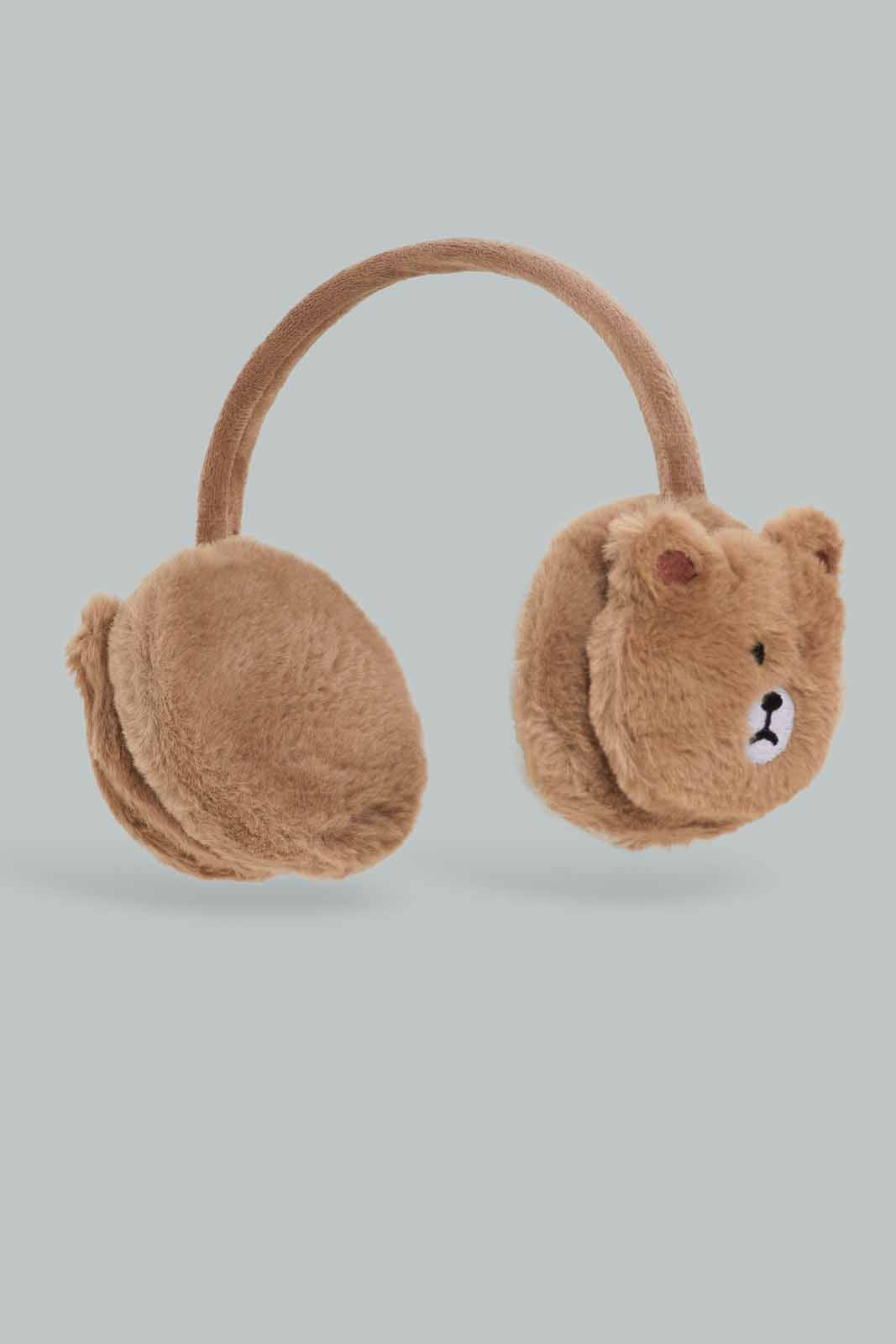 Redtag-Brown-Character-Embellished-Earmuff-BOY-Knitted-Accessories,-Category:Knitted-Accessories,-Colour:Brown,-Dept:Boys,-Filter:Boys-Accessories,-New-In,-New-In-BOY-ACC,-Non-Sale,-Section:Boys-(0-to-14Yrs),-W22A-Boys-