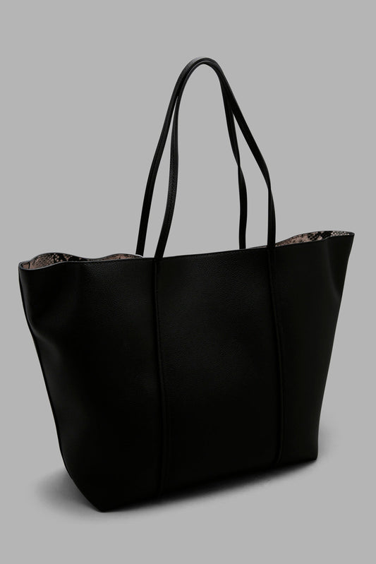 Redtag-Black-Reversible-Tote-Bag-Category:Bags,-Colour:Black,-Filter:Women's-Accessories,-New-In,-New-In-Women-ACC,-Non-Sale,-Section:Women,-W22A,-Women-Bags-Women-