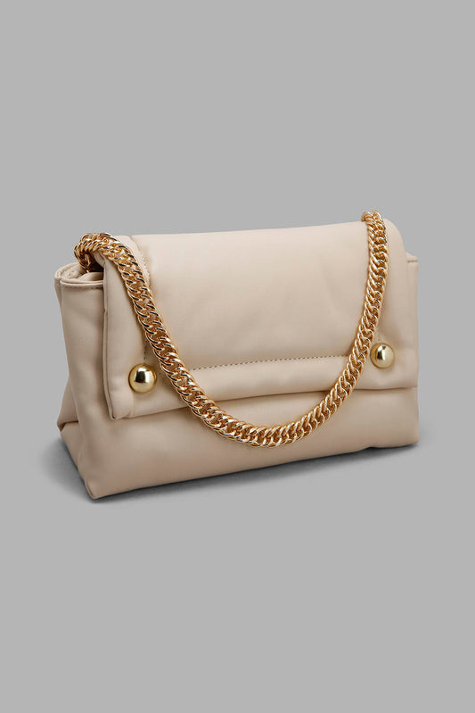 Redtag-Beige-Cross-Body-Bag-With-Gold-Chain-Category:Bags,-Colour:Beige,-Filter:Women's-Accessories,-New-In,-New-In-Women-ACC,-Non-Sale,-Section:Women,-W22A,-Women-Bags-Women-