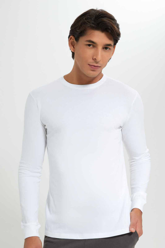 Redtag-White-L/S-Tee-Category:T-Shirts,-Colour:White,-Deals:New-In,-Filter:Men's-Clothing,-KSH,-Men-T-Shirts,-New-In-Men-APL,-Non-Sale,-Section:Men,-W22A-Men's-