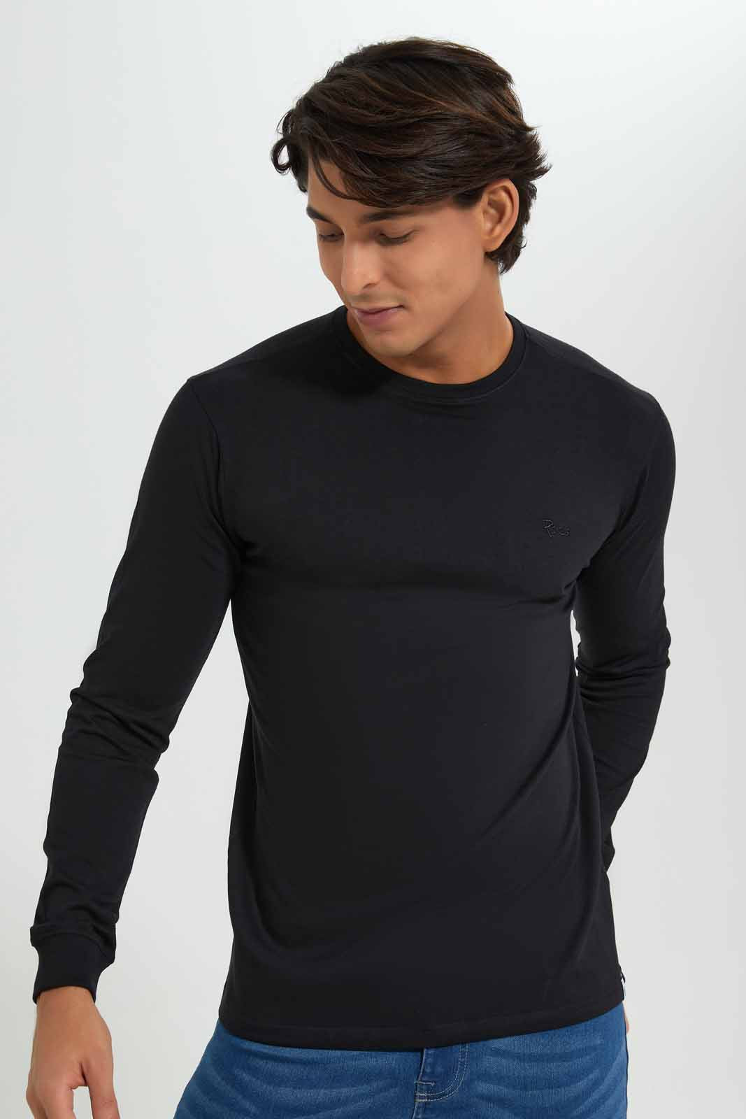 Redtag-BlackL/S-Tee-Category:T-Shirts,-Colour:Black,-Deals:New-In,-Filter:Men's-Clothing,-KSH,-Men-T-Shirts,-New-In-Men-APL,-Non-Sale,-Section:Men,-W22A-Men's-