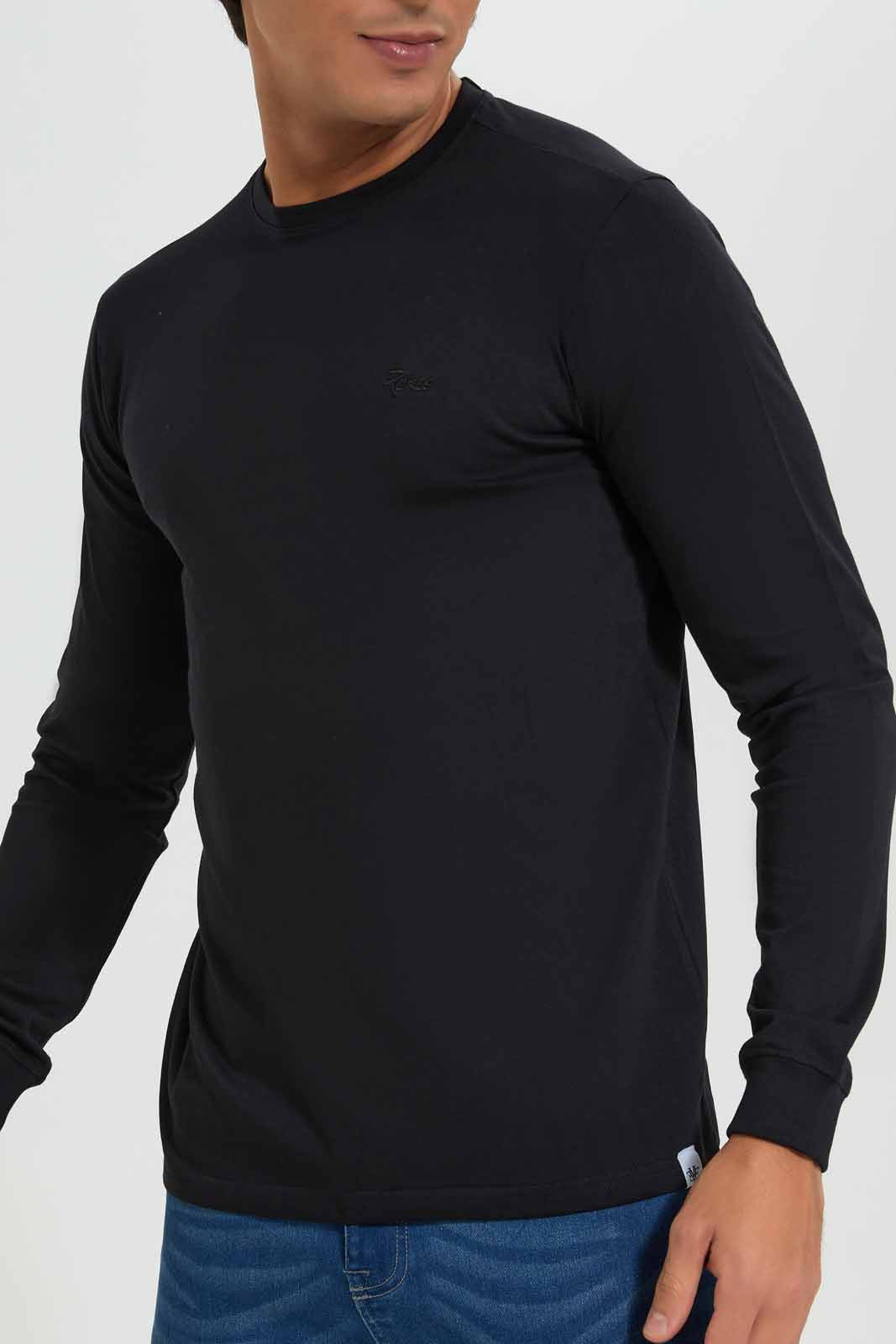 Redtag-BlackL/S-Tee-Category:T-Shirts,-Colour:Black,-Deals:New-In,-Filter:Men's-Clothing,-KSH,-Men-T-Shirts,-New-In-Men-APL,-Non-Sale,-Section:Men,-W22A-Men's-
