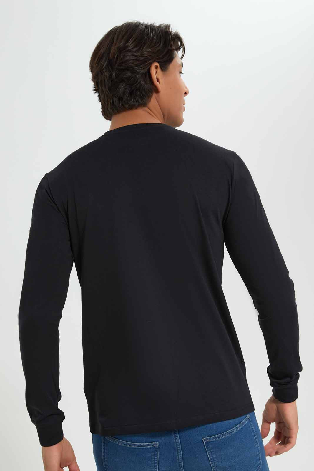 Redtag-BlackL/S-Tee-Category:T-Shirts,-Colour:Black,-Deals:New-In,-Filter:Men's-Clothing,-KSH,-Men-T-Shirts,-New-In-Men-APL,-Non-Sale,-Section:Men,-W22A-Men's-