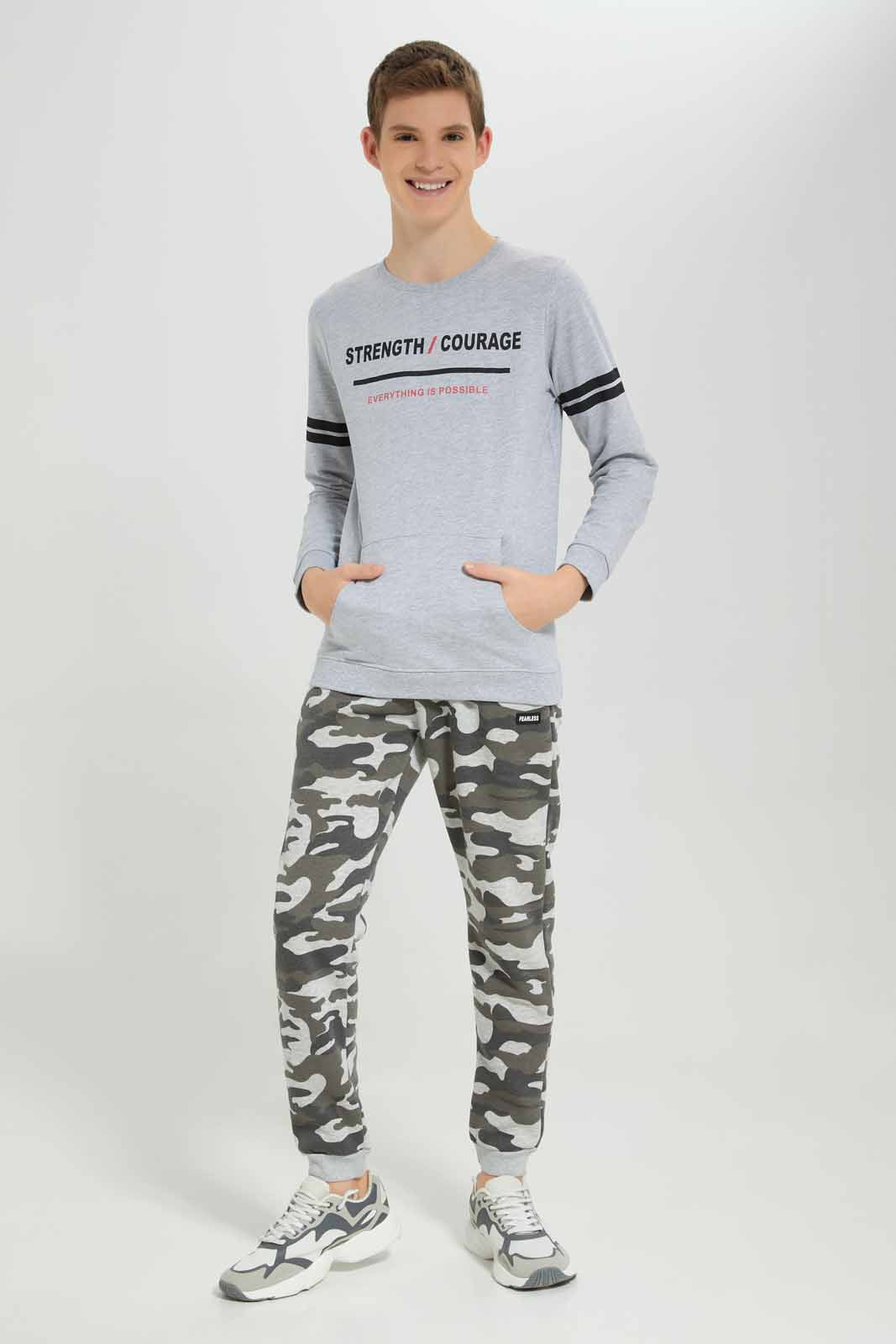 Redtag-Grey-melange-Coordinated-strength-and-courage-sweatshirt-BSR-Sweatshirts,-Category:Sweatshirts,-Colour:Grey-Melange,-Deals:New-In,-Filter:Senior-Boys-(8-to-14-Yrs),-New-In-BSR-APL,-Non-Sale,-Section:Boys-(0-to-14Yrs),-TBL,-W22A-Senior-Boys-9 to 14 Years