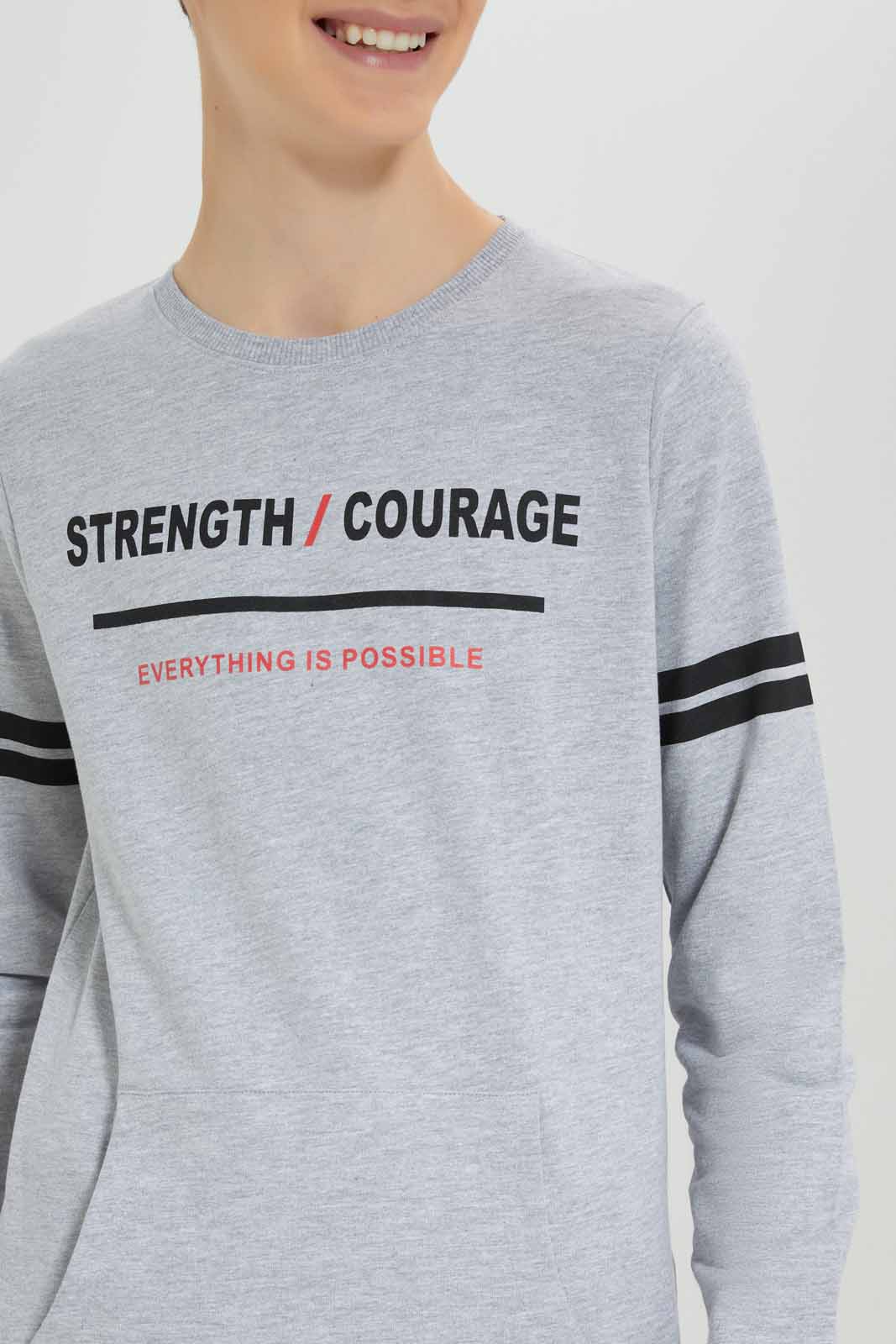 Redtag-Grey-melange-Coordinated-strength-and-courage-sweatshirt-BSR-Sweatshirts,-Category:Sweatshirts,-Colour:Grey-Melange,-Deals:New-In,-Filter:Senior-Boys-(8-to-14-Yrs),-New-In-BSR-APL,-Non-Sale,-Section:Boys-(0-to-14Yrs),-TBL,-W22A-Senior-Boys-9 to 14 Years