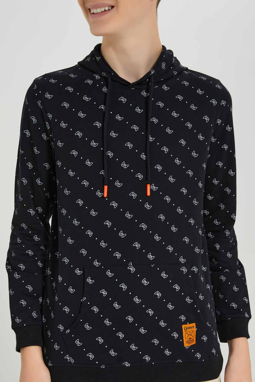 Redtag-Black-coodinated-gaming-AOP-sweatshirt-BSR-Sweatshirts,-Category:Sweatshirts,-Colour:Black,-Deals:New-In,-Filter:Senior-Boys-(8-to-14-Yrs),-New-In-BSR-APL,-Non-Sale,-Section:Boys-(0-to-14Yrs),-TBL,-W22A-Senior-Boys-9 to 14 Years