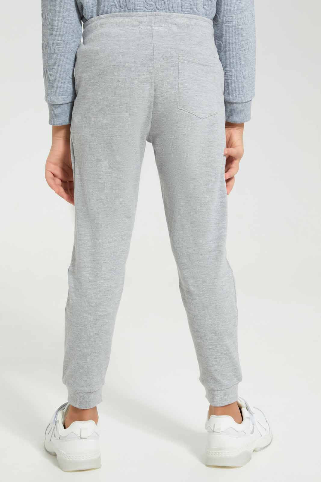 Redtag-Grey-Marl-Pique-Jog-Pants-BOY-Joggers,-Category:Joggers,-Colour:Grey,-Deals:New-In,-Filter:Boys-(2-to-8-Yrs),-New-In-BOY-APL,-Non-Sale,-Section:Boys-(0-to-14Yrs),-W22A-Boys-2 to 8 Years