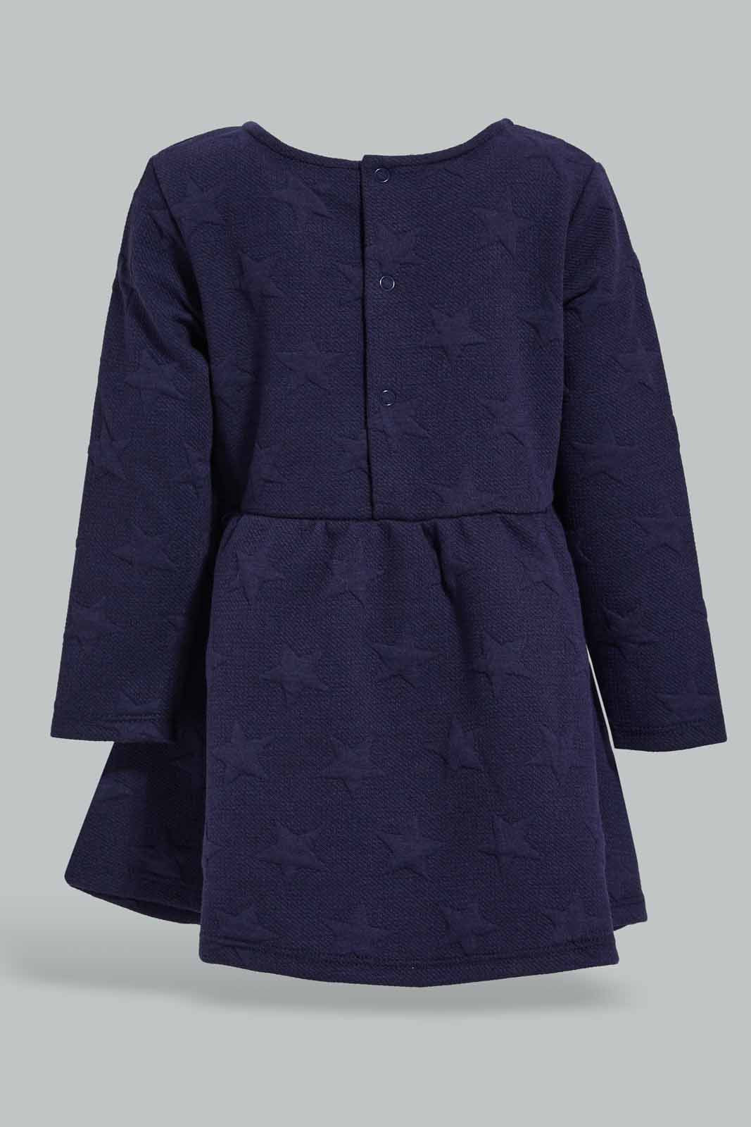 Redtag-Navy-Heart-Textured-Solid-Dress-Category:Dresses,-Colour:Navy,-Deals:New-In,-Dept:Girls,-Filter:Infant-Girls-(3-to-24-Mths),-ING-Dresses,-New-In-ING-APL,-Non-Sale,-Section:Girls-(0-to-14Yrs),-W22B-Infant-Girls-3 to 24 Months