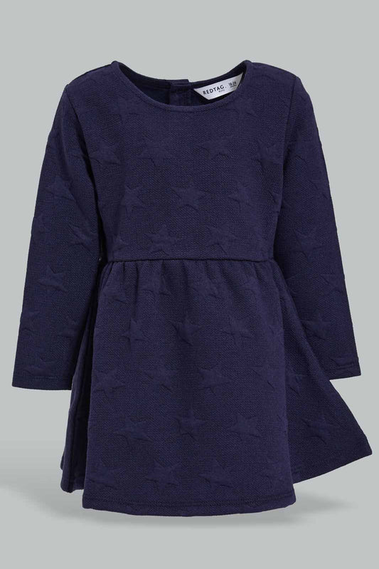 Redtag-Navy-Heart-Textured-Solid-Dress-Category:Dresses,-Colour:Navy,-Deals:New-In,-Dept:Girls,-Filter:Infant-Girls-(3-to-24-Mths),-ING-Dresses,-New-In-ING-APL,-Non-Sale,-Section:Girls-(0-to-14Yrs),-W22B-Infant-Girls-3 to 24 Months