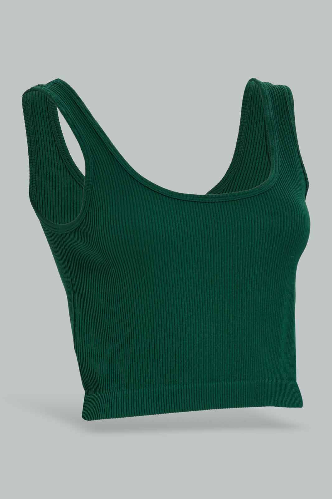 Redtag-Olive-seamless-crop-top-Category:T-Shirts,-Colour:Olive,-Deals:New-In,-Filter:Women's-Clothing,-New-In-Women-APL,-Non-Sale,-Section:Women,-W22A,-Women-T-Shirts-Women's-