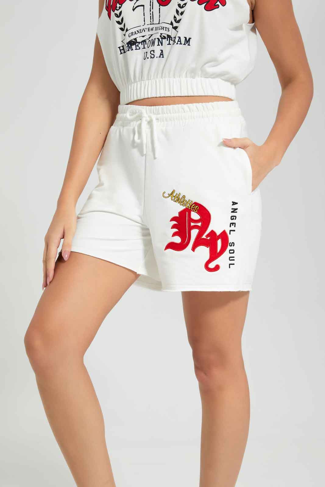 Redtag-White-crop-tee-with-elasticated-hem-and-placement-emb-Category:T-Shirts,-Colour:White,-Deals:New-In,-Filter:Women's-Clothing,-New-In-Women-APL,-Non-Sale,-Section:Women,-W22A,-Women-T-Shirts-Women's-