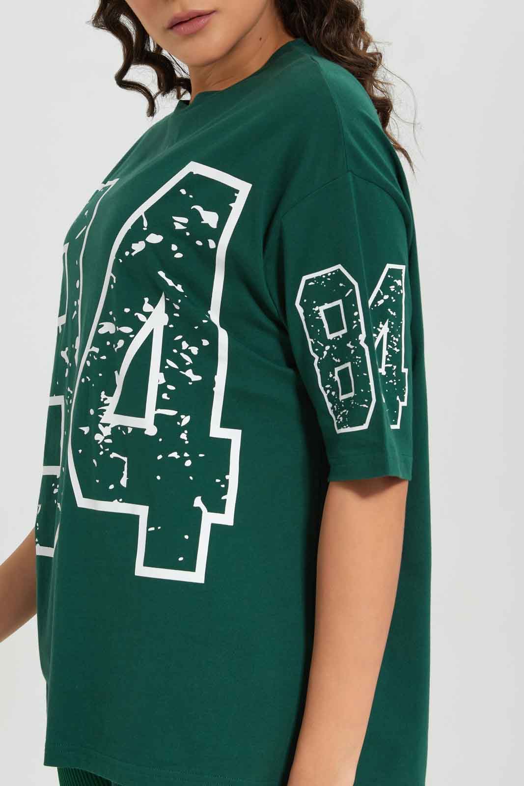 Redtag-Green-oversized-placement-print-T-shirt-Category:T-Shirts,-Colour:Green,-Deals:New-In,-Filter:Women's-Clothing,-New-In-Women-APL,-Non-Sale,-Section:Women,-W22A,-Women-T-Shirts-Women's-