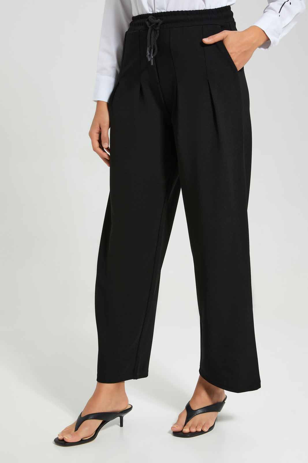 Redtag-Cream-White-Leg-Elasticated-Waist-Front-Pleat-Detail-Pants-Category:Trousers,-Colour:Black,-Deals:New-In,-Filter:Women's-Clothing,-LMC,-New-In-Women-APL,-Non-Sale,-Section:Women,-W22A,-Women-Trousers--