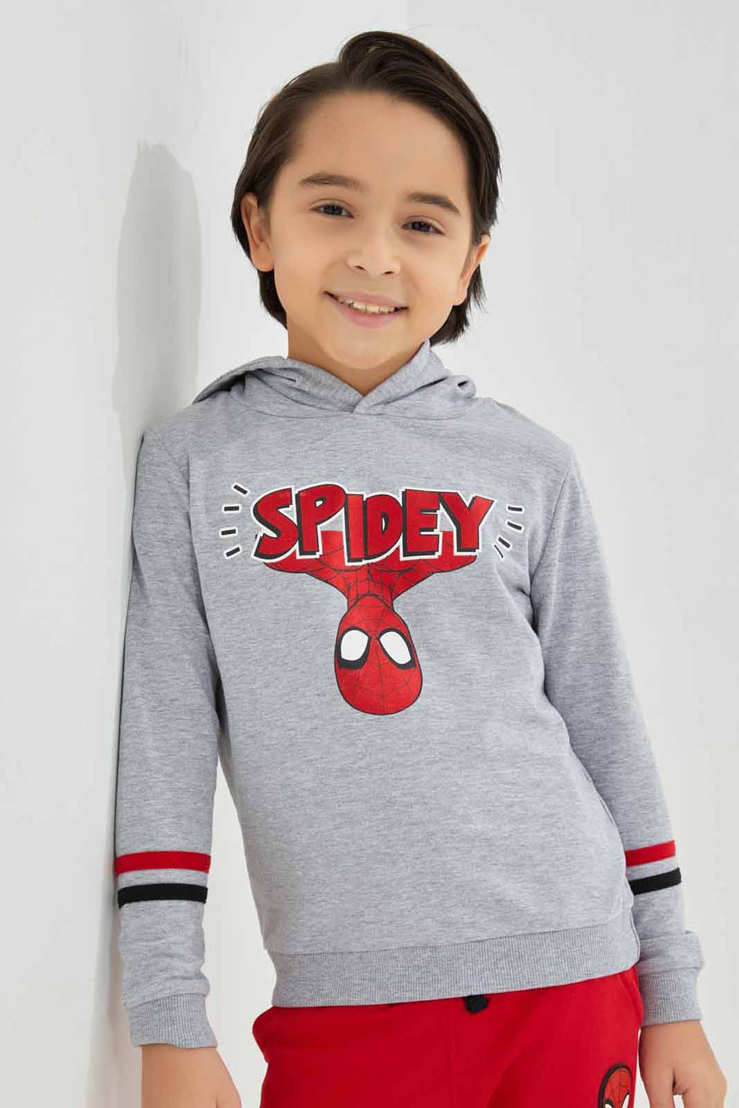 Redtag-Grey-Spiderman-hooded-sweatshirt-BOY-Sweatshirts,-Category:Sweatshirts,-CHR,-Colour:Grey,-Deals:New-In,-Filter:Boys-(2-to-8-Yrs),-New-In-BOY-APL,-Non-Sale,-Section:Boys-(0-to-14Yrs),-TBL,-W22A-Boys-2 to 8 Years