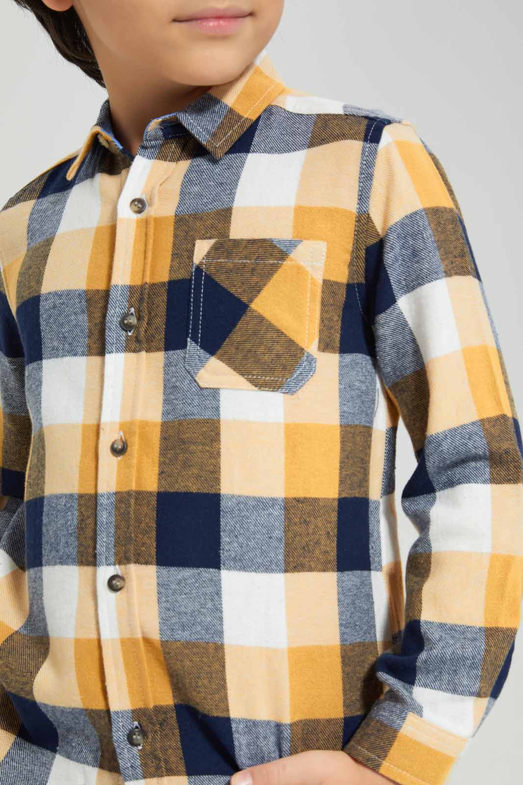 Redtag-Yellow-Flannel-Brushed-Check-Long-Sleeve-Shirt-BOY-Shirts,-Category:Shirts,-Colour:Yellow,-Deals:New-In,-Filter:Boys-(2-to-8-Yrs),-New-In-BOY-APL,-Non-Sale,-Section:Boys-(0-to-14Yrs),-TBL,-W22A-Boys-2 to 8 Years