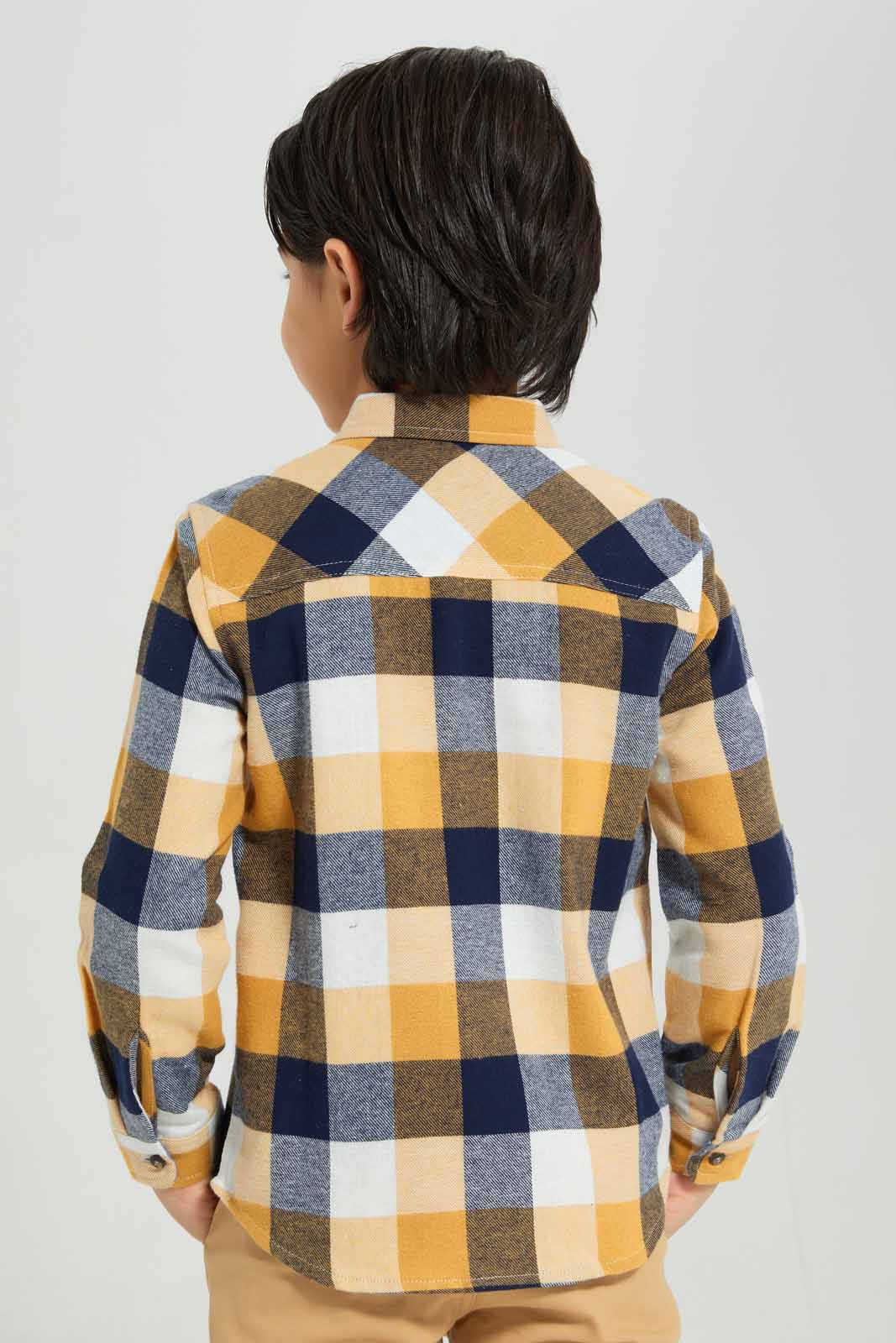 Redtag-Yellow-Flannel-Brushed-Check-Long-Sleeve-Shirt-BOY-Shirts,-Category:Shirts,-Colour:Yellow,-Deals:New-In,-Filter:Boys-(2-to-8-Yrs),-New-In-BOY-APL,-Non-Sale,-Section:Boys-(0-to-14Yrs),-TBL,-W22A-Boys-2 to 8 Years
