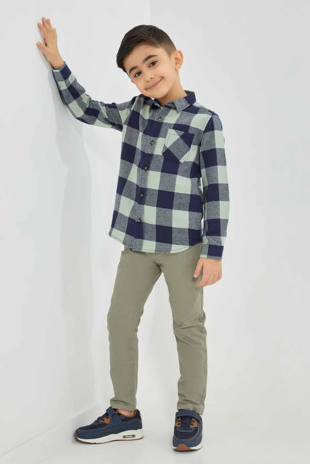Redtag-Mint-Flannel-brushed-check-long-sleeve-shirt-BOY-Shirts,-Category:Shirts,-Colour:Mint,-Deals:New-In,-Filter:Boys-(2-to-8-Yrs),-New-In-BOY-APL,-Non-Sale,-Section:Boys-(0-to-14Yrs),-TBL,-W22A-Boys-2 to 8 Years