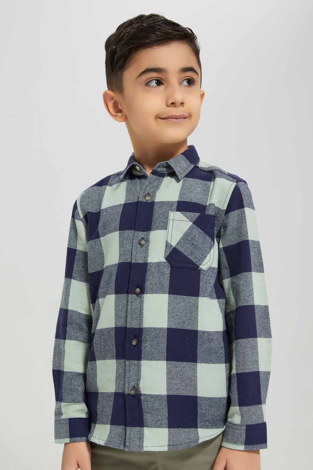Redtag-Mint-Flannel-brushed-check-long-sleeve-shirt-BOY-Shirts,-Category:Shirts,-Colour:Mint,-Deals:New-In,-Filter:Boys-(2-to-8-Yrs),-New-In-BOY-APL,-Non-Sale,-Section:Boys-(0-to-14Yrs),-TBL,-W22A-Boys-2 to 8 Years