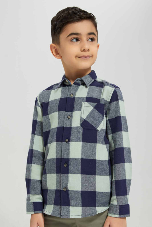 Redtag-Mint-Flannel-brushed-check-long-sleeve-shirt-BOY-Shirts,-Category:Shirts,-Colour:Mint,-Deals:New-In,-Filter:Boys-(2-to-8-Yrs),-New-In-BOY-APL,-Non-Sale,-Section:Boys-(0-to-14Yrs),-TBL,-W22A-Boys-2 to 8 Years