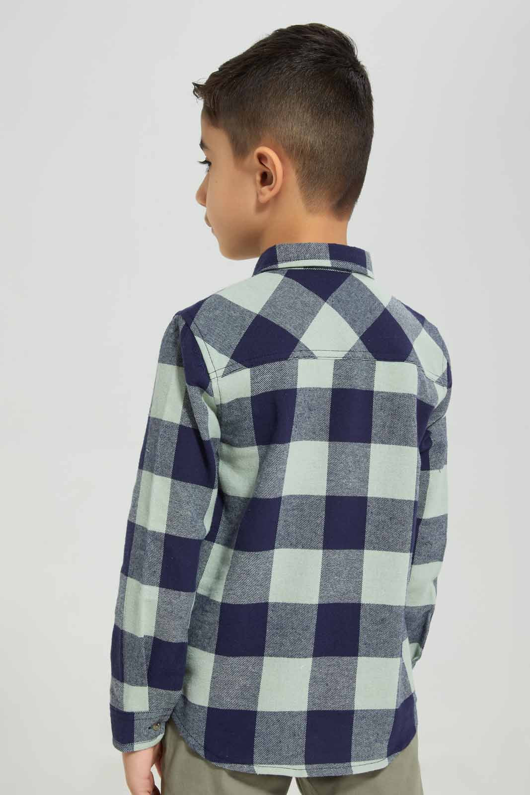 Redtag-Mint-Flannel-brushed-check-long-sleeve-shirt-BOY-Shirts,-Category:Shirts,-Colour:Mint,-Deals:New-In,-Filter:Boys-(2-to-8-Yrs),-New-In-BOY-APL,-Non-Sale,-Section:Boys-(0-to-14Yrs),-TBL,-W22A-Boys-2 to 8 Years