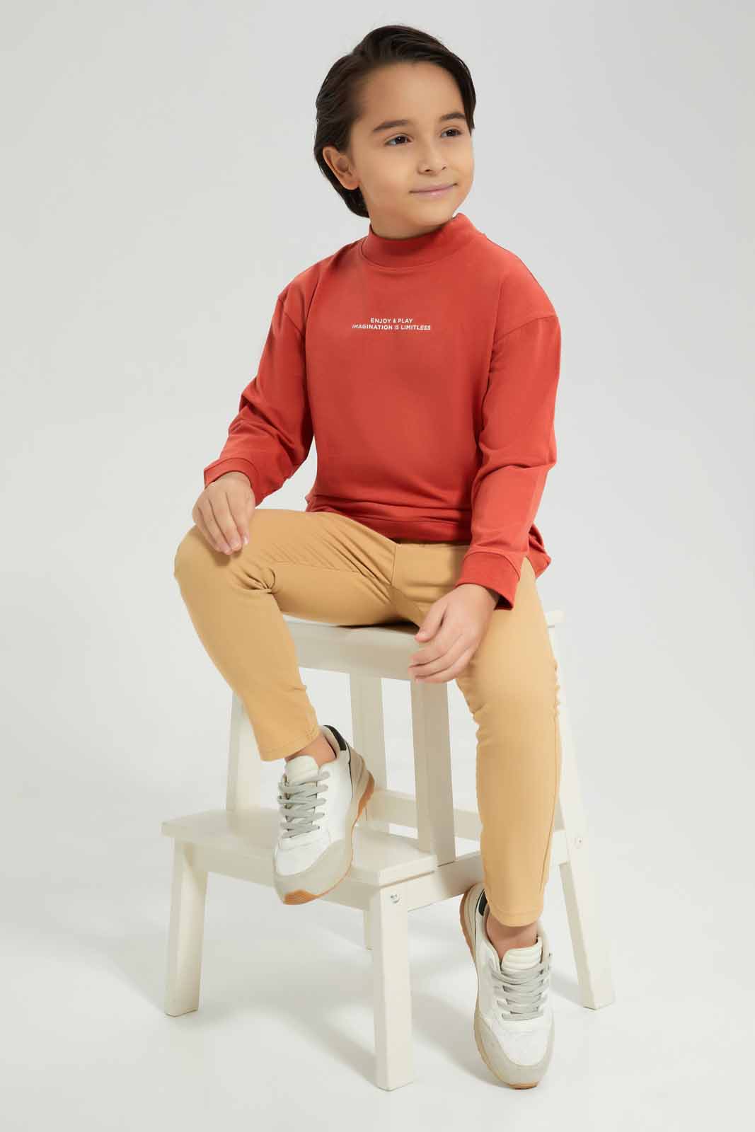 Boys Orange Turtle Neck T-Shirt