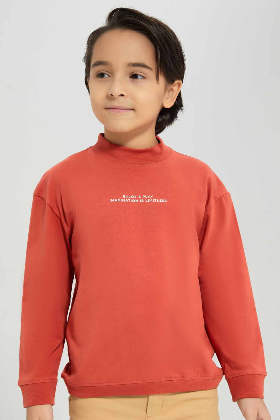 Boys Orange Turtle Neck T-Shirt