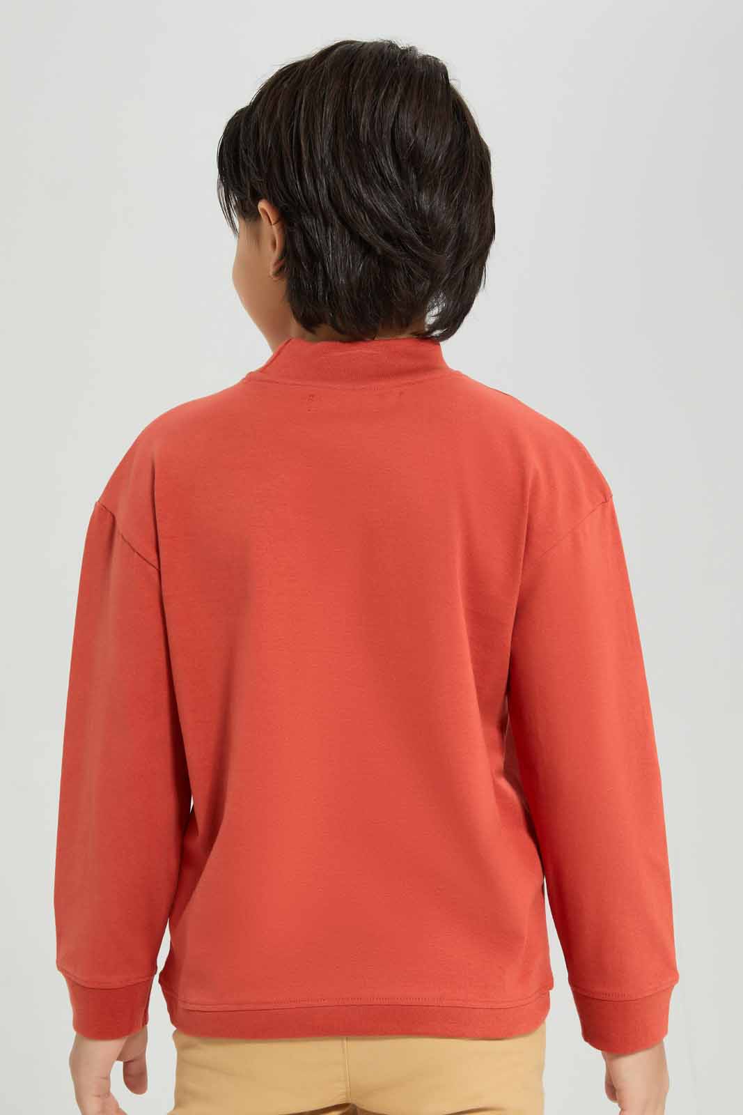 Boys Orange Turtle Neck T-Shirt