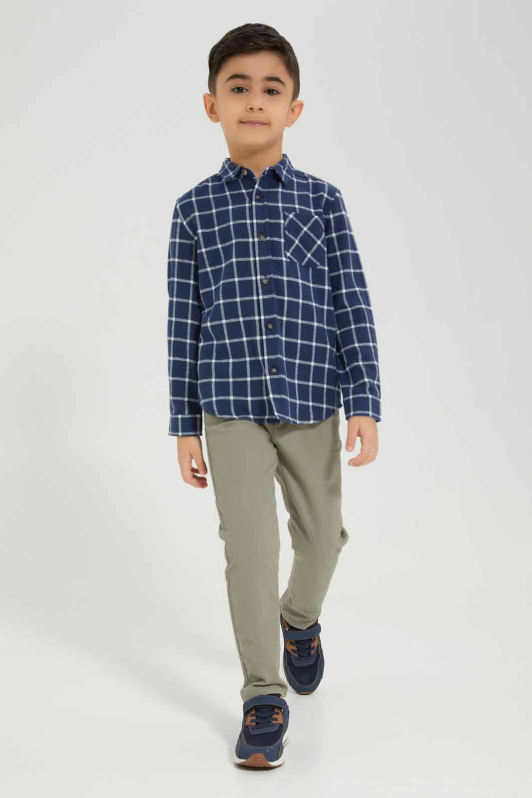 Redtag-Navy-flannel-brushed-check-long-sleeve-shirt-BOY-Shirts,-Category:Shirts,-Colour:Navy,-Deals:New-In,-Filter:Boys-(2-to-8-Yrs),-New-In-BOY-APL,-Non-Sale,-Section:Boys-(0-to-14Yrs),-TBL,-W22A-Boys-2 to 8 Years