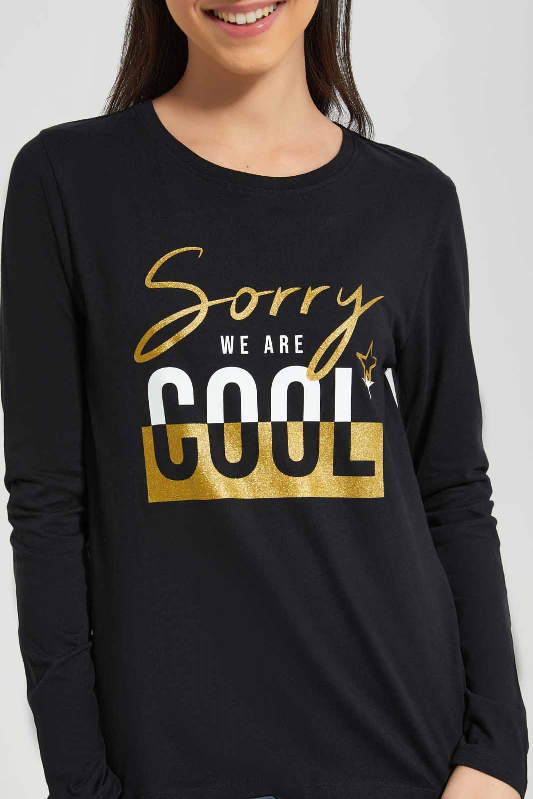 Redtag-Black-L/s-Placement-Print-Top-Category:T-Shirts,-Colour:Black,-Deals:New-In,-Filter:Senior-Girls-(8-to-14-Yrs),-GSR-T-Shirts,-New-In-GSR-APL,-Non-Sale,-Section:Girls-(0-to-14Yrs),-TBL,-W22B-Senior-Girls-9 to 14 Years