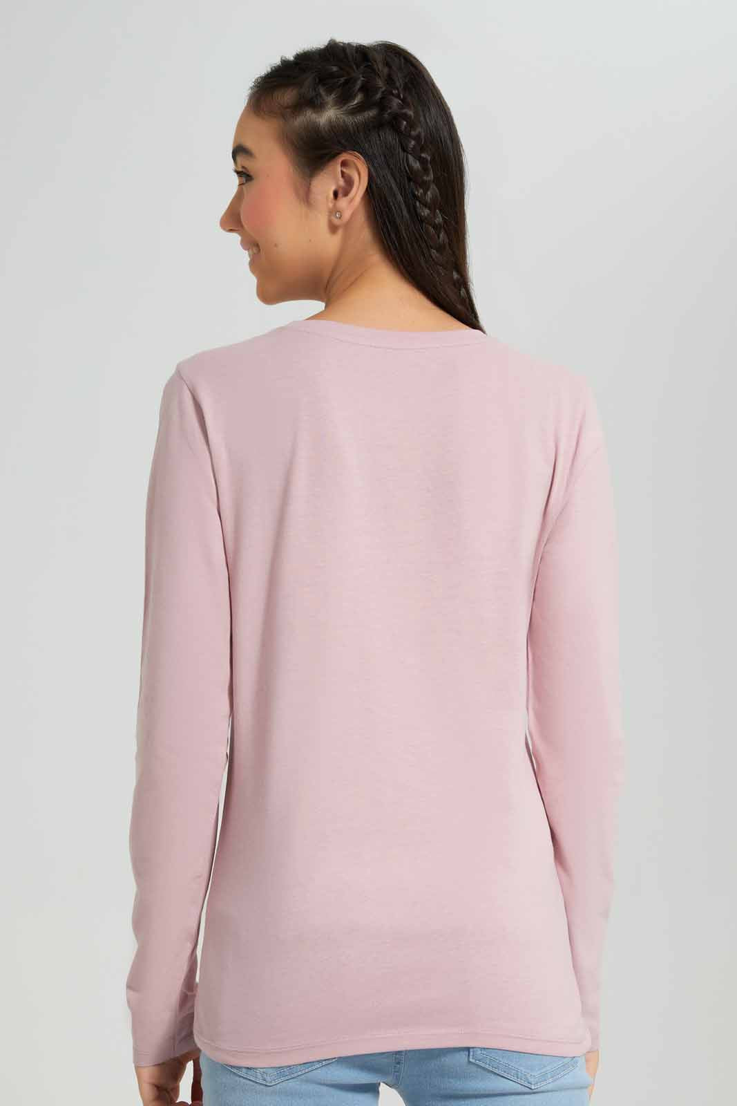 Redtag-Pink-L/s-Placement-Print-Top-Category:T-Shirts,-Colour:Apricot,-Deals:New-In,-Filter:Senior-Girls-(8-to-14-Yrs),-GSR-T-Shirts,-New-In-GSR-APL,-Non-Sale,-Section:Girls-(0-to-14Yrs),-TBL,-W22B-Senior-Girls-9 to 14 Years