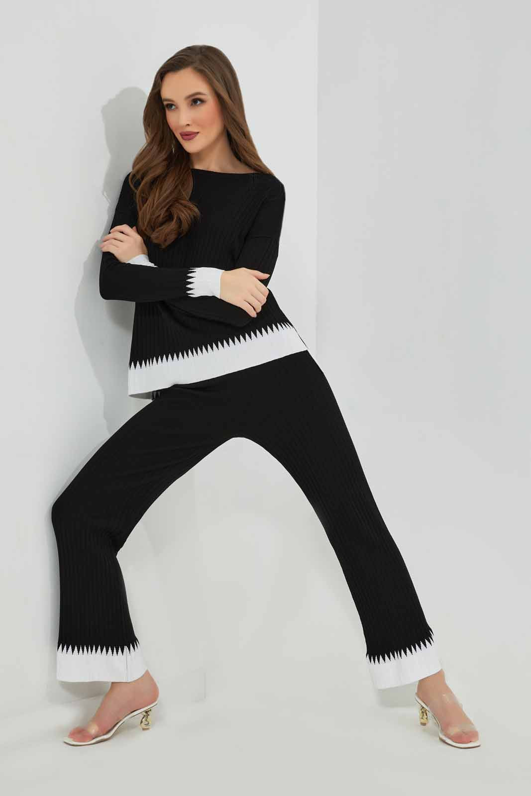Redtag-White-sweater-Flared-Pants-With-Border-Category:Trousers,-Colour:Black,-Deals:New-In,-Dept:Ladieswear,-Filter:Women's-Clothing,-LDC,-LDC-Trousers,-New-In-LDC-APL,-Non-Sale,-Section:Women,-TBL,-W22B-Women's-