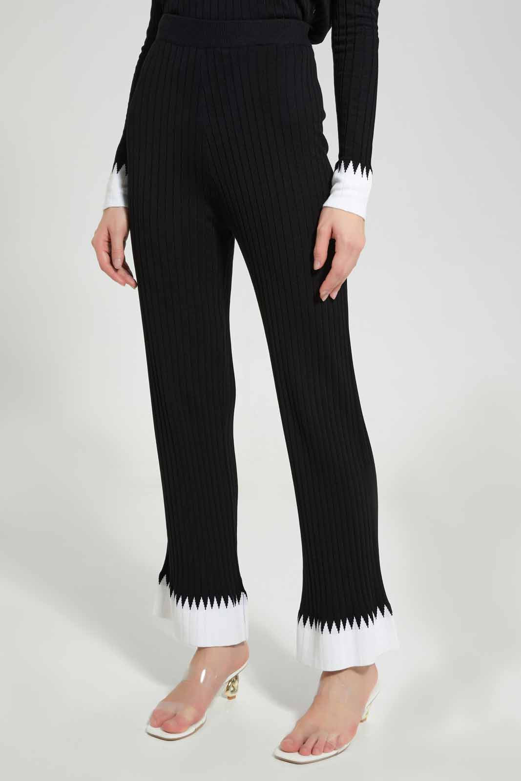 Redtag-White-sweater-Flared-Pants-With-Border-Category:Trousers,-Colour:Black,-Deals:New-In,-Dept:Ladieswear,-Filter:Women's-Clothing,-LDC,-LDC-Trousers,-New-In-LDC-APL,-Non-Sale,-Section:Women,-TBL,-W22B-Women's-