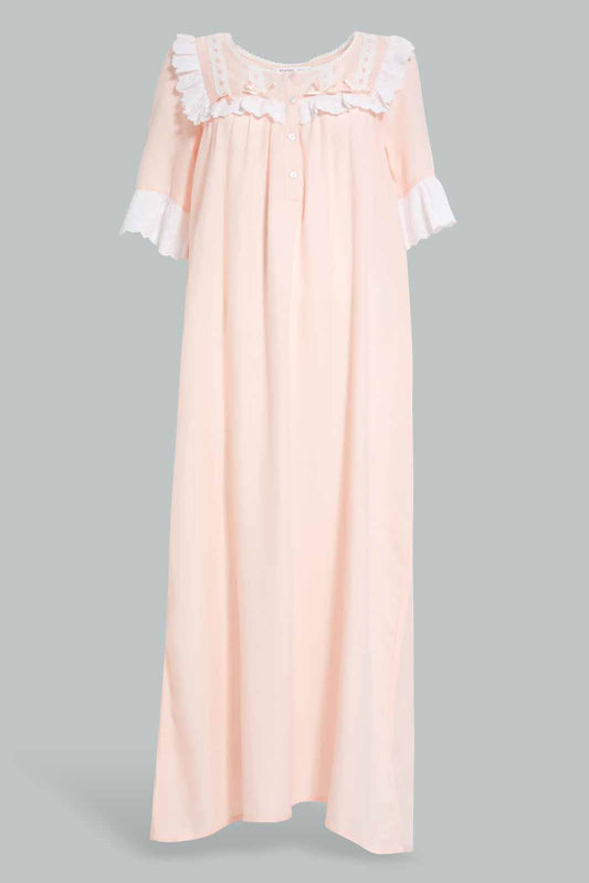Redtag-Pale-Pink-Solid-Nightgown-Category:Nightgowns,-Colour:Apricot,-Deals:New-In,-Filter:Women's-Clothing,-New-In-Women-APL,-Non-Sale,-Section:Women,-W22A,-Women-Nightgowns--