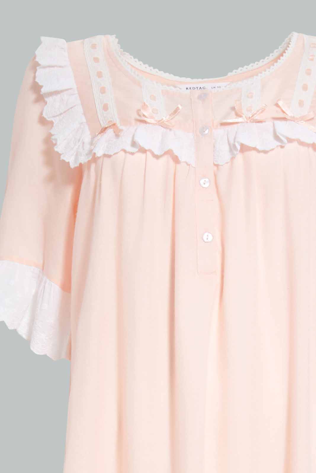 Redtag-Pale-Pink-Solid-Nightgown-Category:Nightgowns,-Colour:Apricot,-Deals:New-In,-Filter:Women's-Clothing,-New-In-Women-APL,-Non-Sale,-Section:Women,-W22A,-Women-Nightgowns--