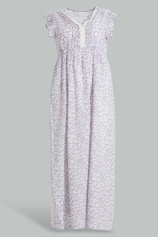 Redtag-Mid-Grey-Printed-Night-Gown-Category:Nightgowns,-Colour:Grey,-Deals:New-In,-Filter:Women's-Clothing,-New-In-Women-APL,-Non-Sale,-Section:Women,-W22A,-Women-Nightgowns--