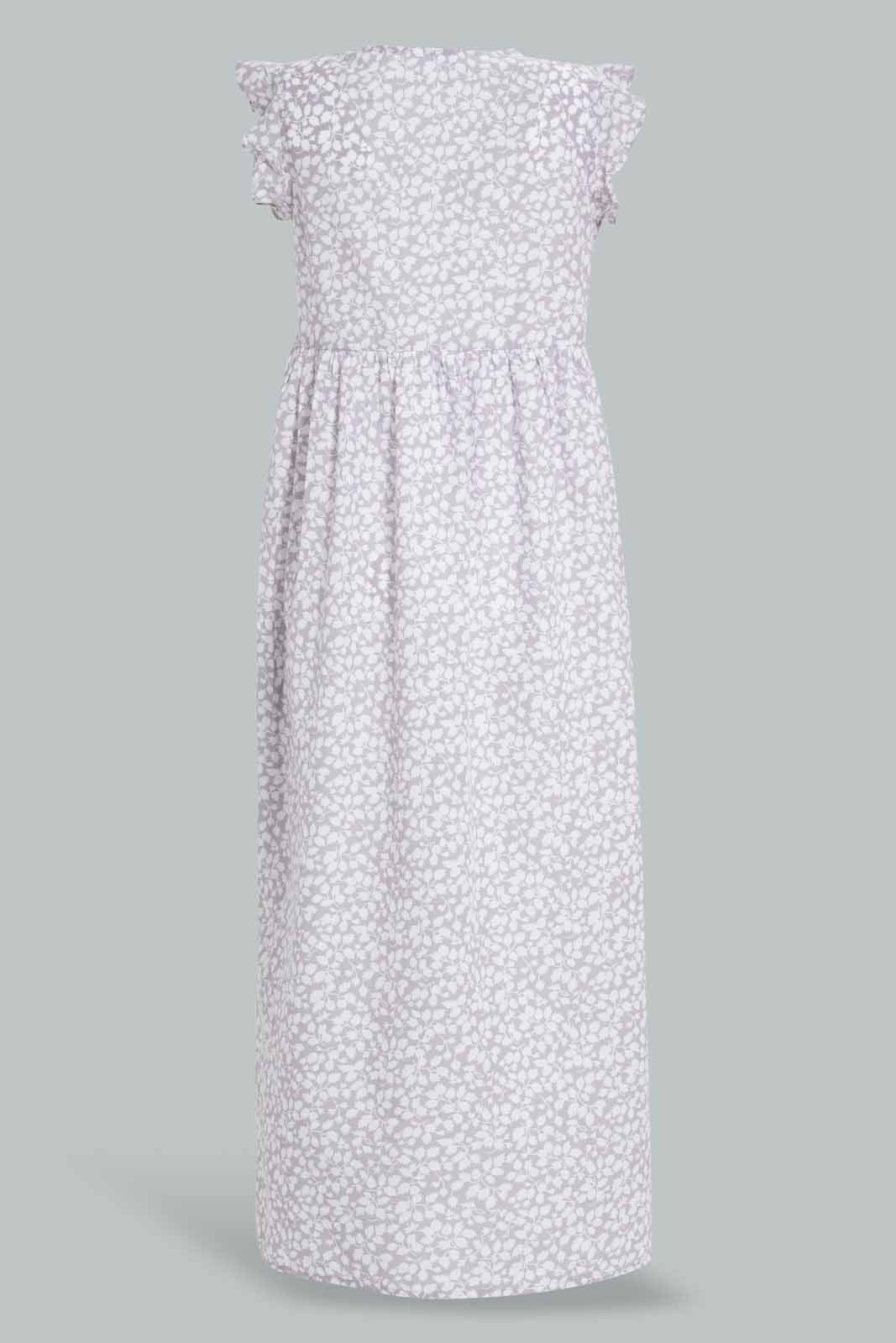 Redtag-Mid-Grey-Printed-Night-Gown-Category:Nightgowns,-Colour:Grey,-Deals:New-In,-Filter:Women's-Clothing,-New-In-Women-APL,-Non-Sale,-Section:Women,-W22A,-Women-Nightgowns--