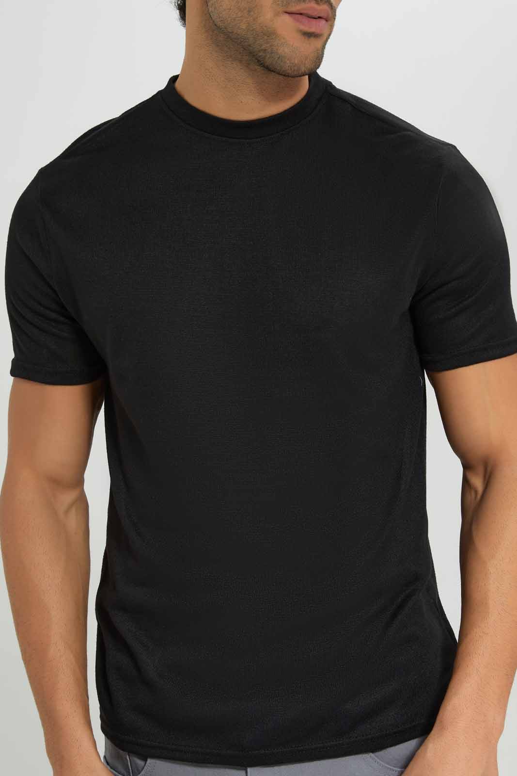 Redtag-Black-Knitwear-Tee-Category:T-Shirts,-Colour:Black,-Deals:New-In,-Filter:Men's-Clothing,-KSH,-Men-T-Shirts,-New-In-Men-APL,-Non-Sale,-Section:Men,-W22A-Men's-
