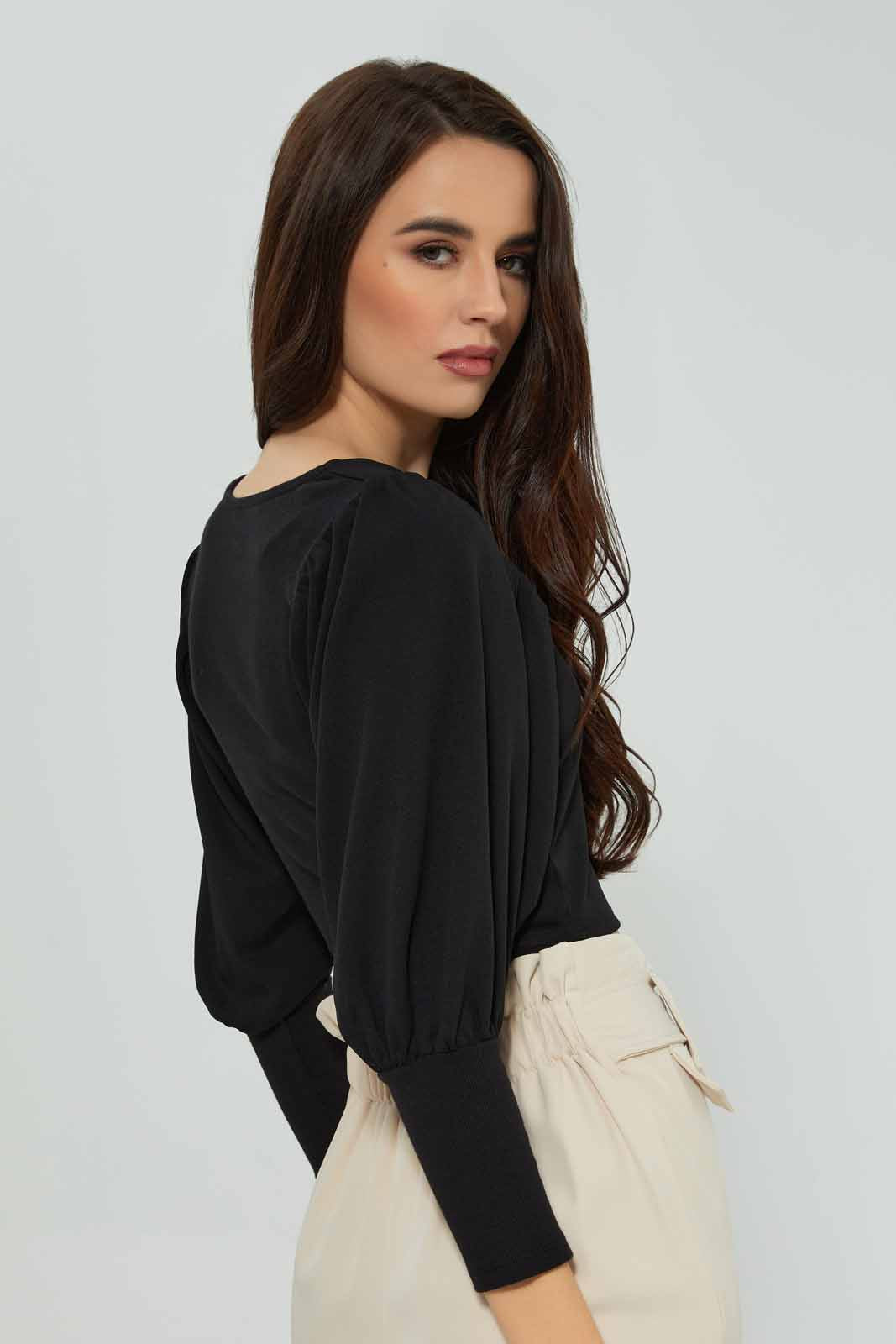 Redtag-Black-Puff-Sleeve-Square-Neck-Top-Category:Tops,-Colour:Black,-Deals:New-In,-Filter:Women's-Clothing,-New-In-Women-APL,-Non-Sale,-Section:Women,-W22A,-Women-Tops-Women's-