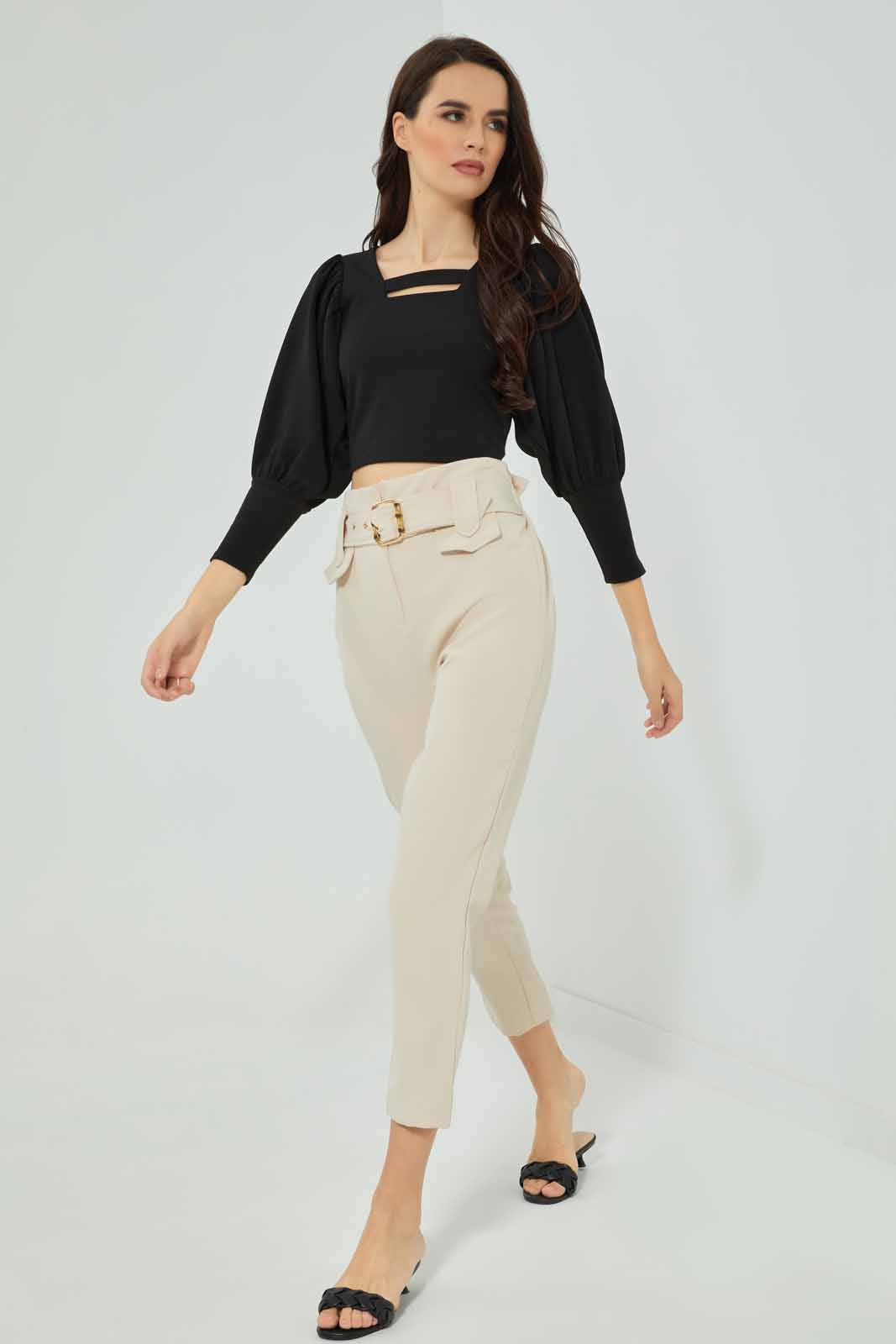 Redtag-Black-Puff-Sleeve-Square-Neck-Top-Category:Tops,-Colour:Black,-Deals:New-In,-Filter:Women's-Clothing,-New-In-Women-APL,-Non-Sale,-Section:Women,-W22A,-Women-Tops-Women's-