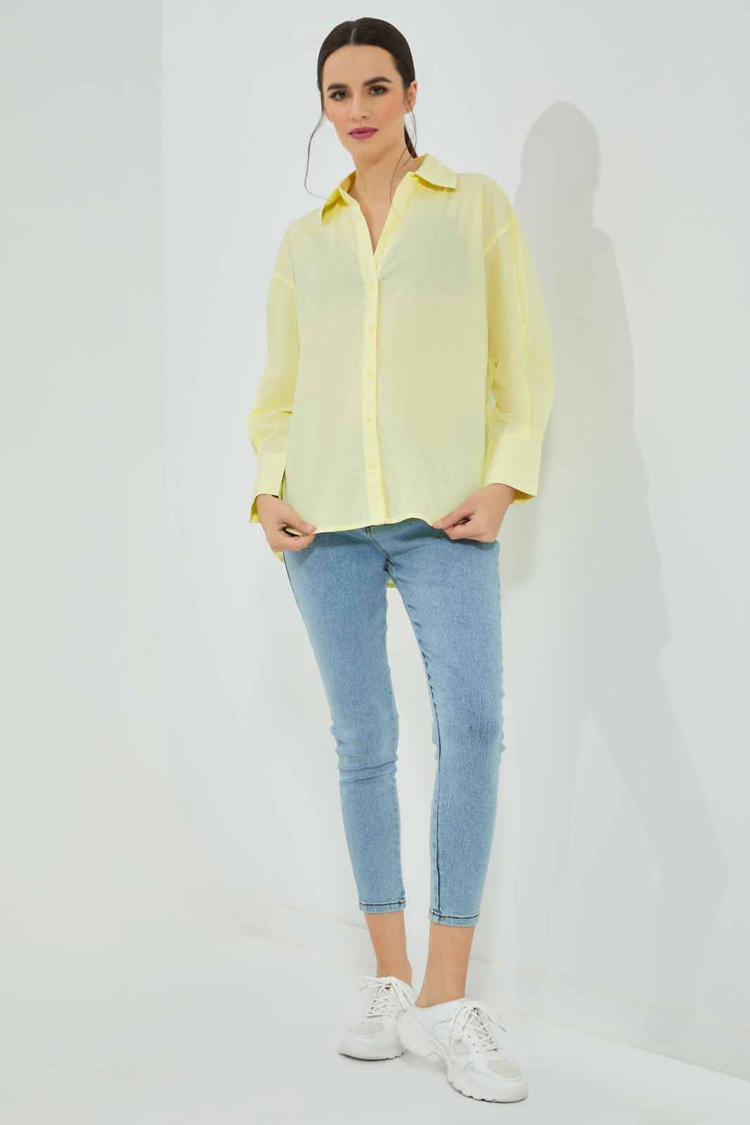 Redtag-Yellow-Poplin-Oversize-Shirt-Category:Blouses,-Colour:Yellow,-Deals:New-In,-Filter:Women's-Clothing,-KSH,-New-In-Women-APL,-Non-Sale,-Section:Women,-W22A,-Women-Blouses-Women's-
