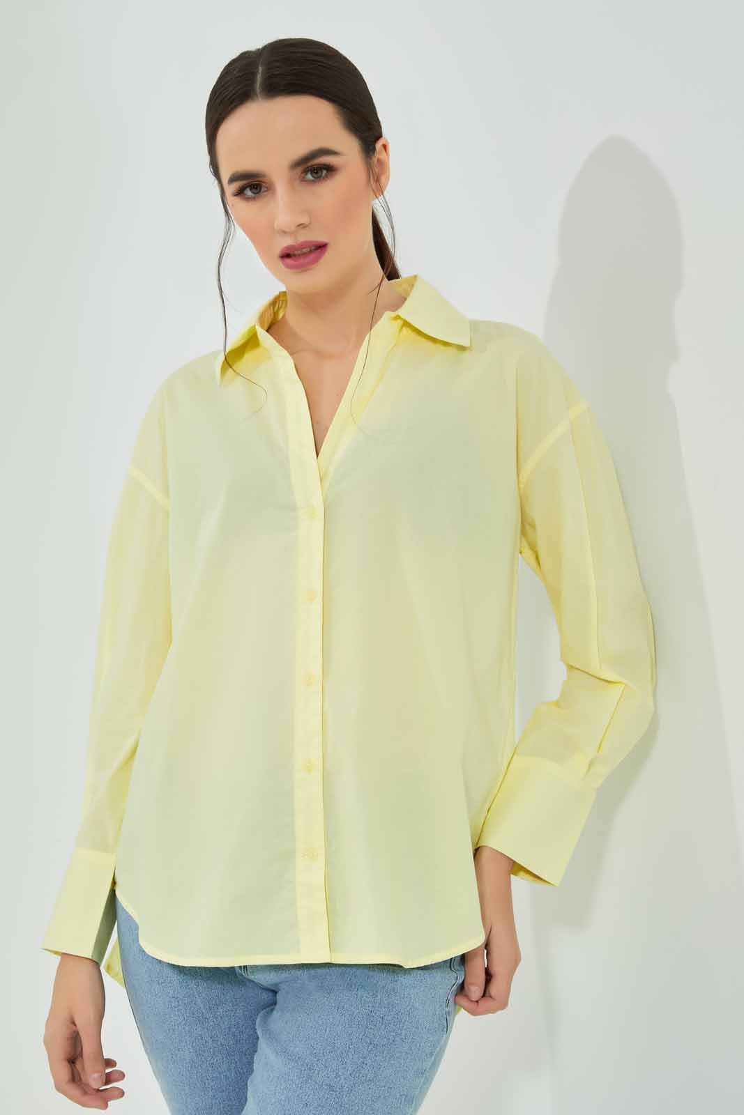 Redtag-Yellow-Poplin-Oversize-Shirt-Category:Blouses,-Colour:Yellow,-Deals:New-In,-Filter:Women's-Clothing,-KSH,-New-In-Women-APL,-Non-Sale,-Section:Women,-W22A,-Women-Blouses-Women's-