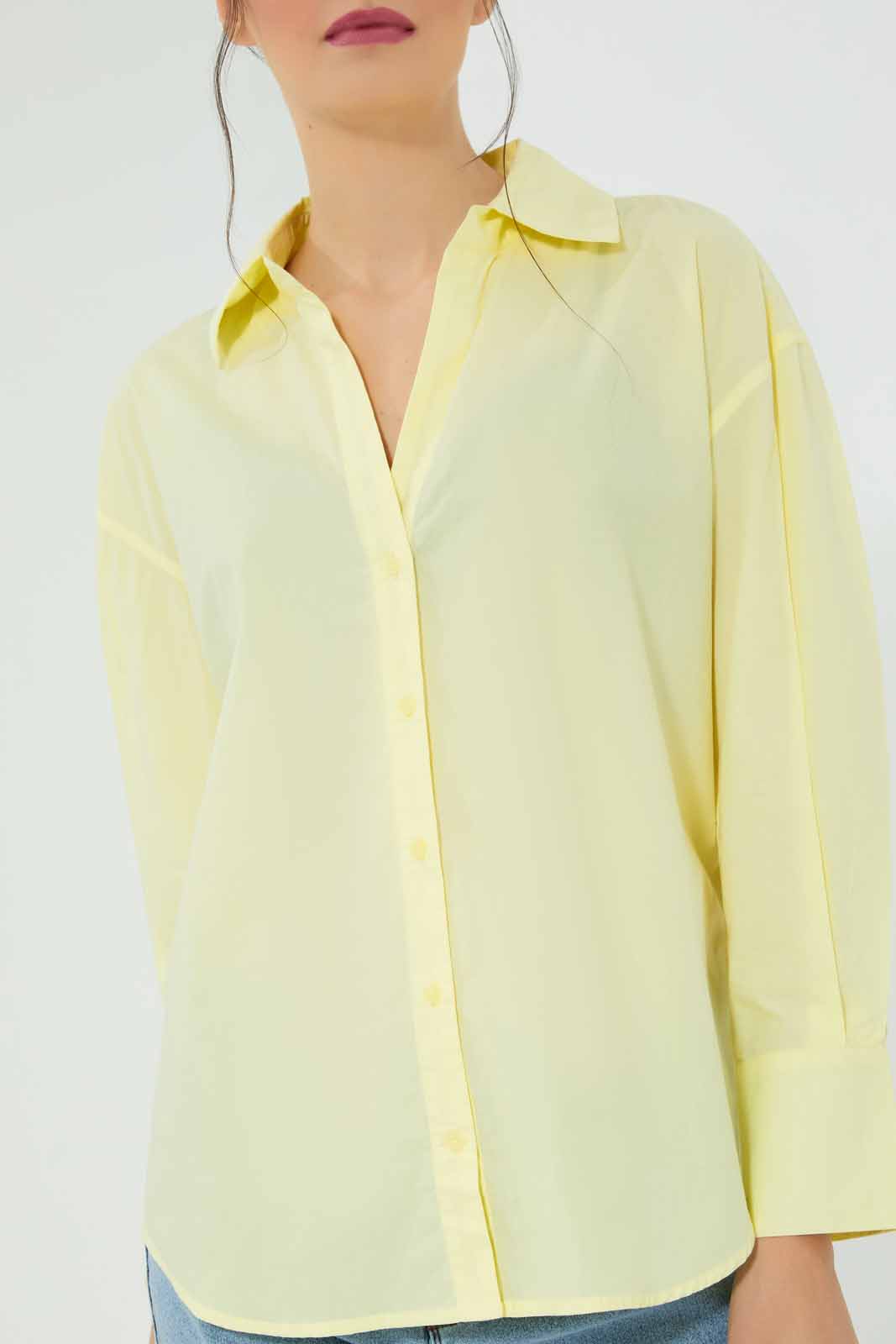Redtag-Yellow-Poplin-Oversize-Shirt-Category:Blouses,-Colour:Yellow,-Deals:New-In,-Filter:Women's-Clothing,-KSH,-New-In-Women-APL,-Non-Sale,-Section:Women,-W22A,-Women-Blouses-Women's-