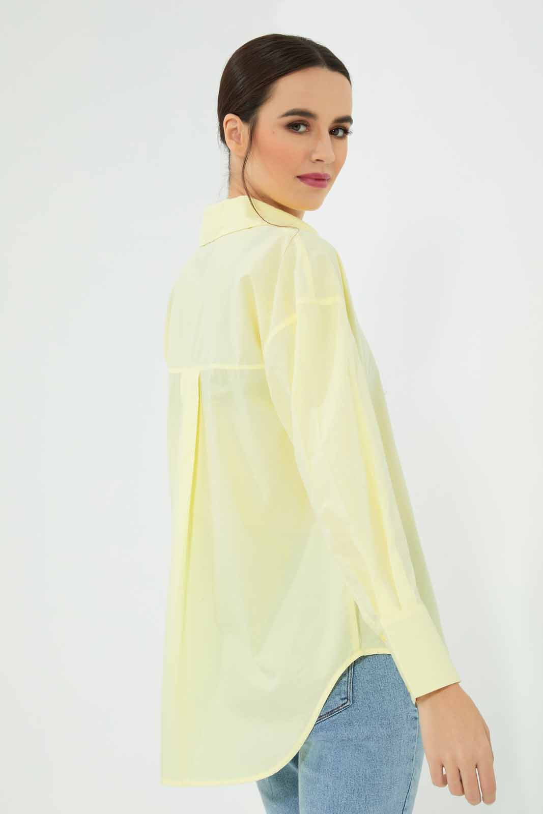 Redtag-Yellow-Poplin-Oversize-Shirt-Category:Blouses,-Colour:Yellow,-Deals:New-In,-Filter:Women's-Clothing,-KSH,-New-In-Women-APL,-Non-Sale,-Section:Women,-W22A,-Women-Blouses-Women's-