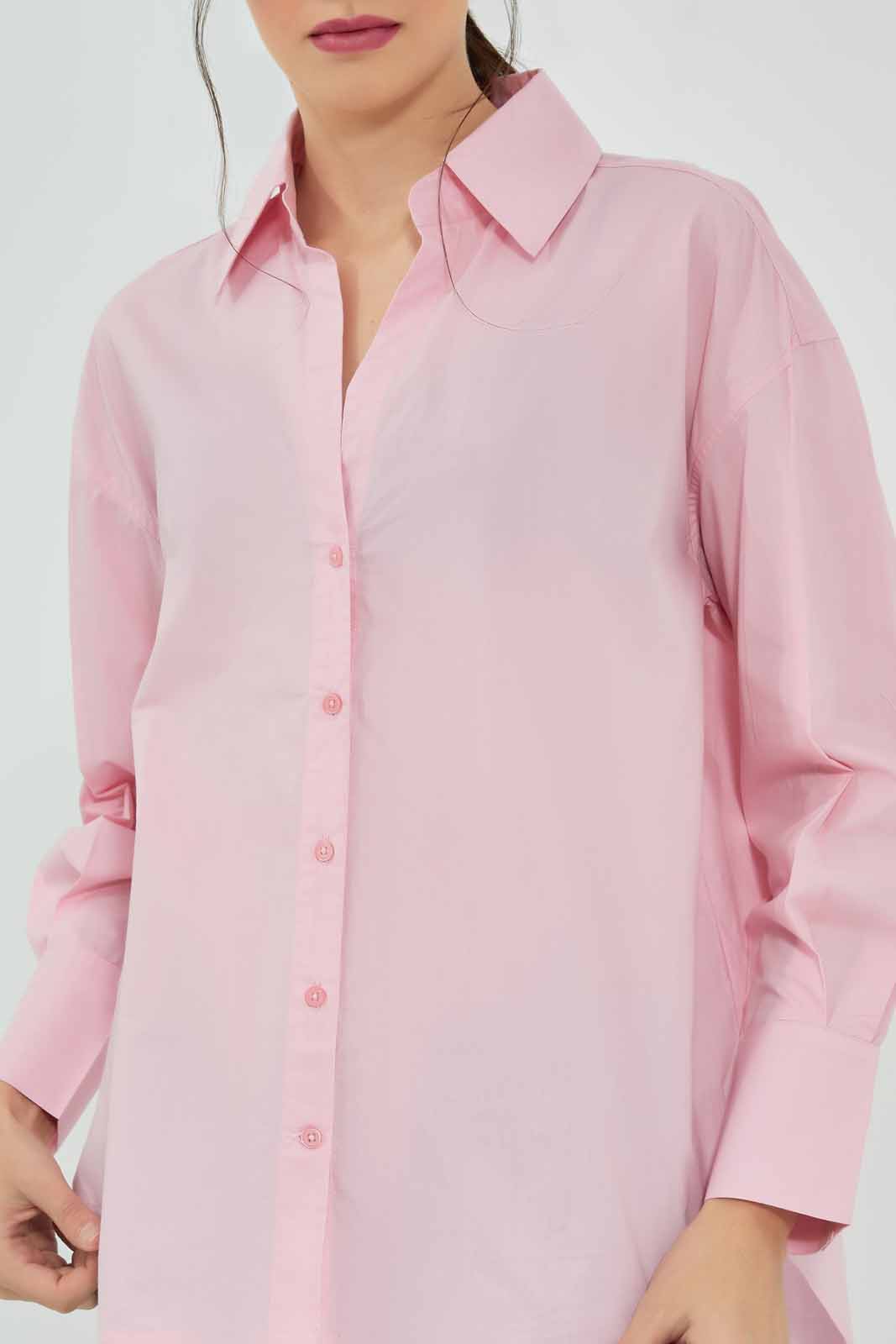 Redtag-Pink-Poplin-Oversize-Shirt-Category:Blouses,-Colour:Apricot,-Deals:New-In,-Filter:Women's-Clothing,-KSH,-New-In-Women-APL,-Non-Sale,-Section:Women,-W22A,-Women-Blouses-Women's-