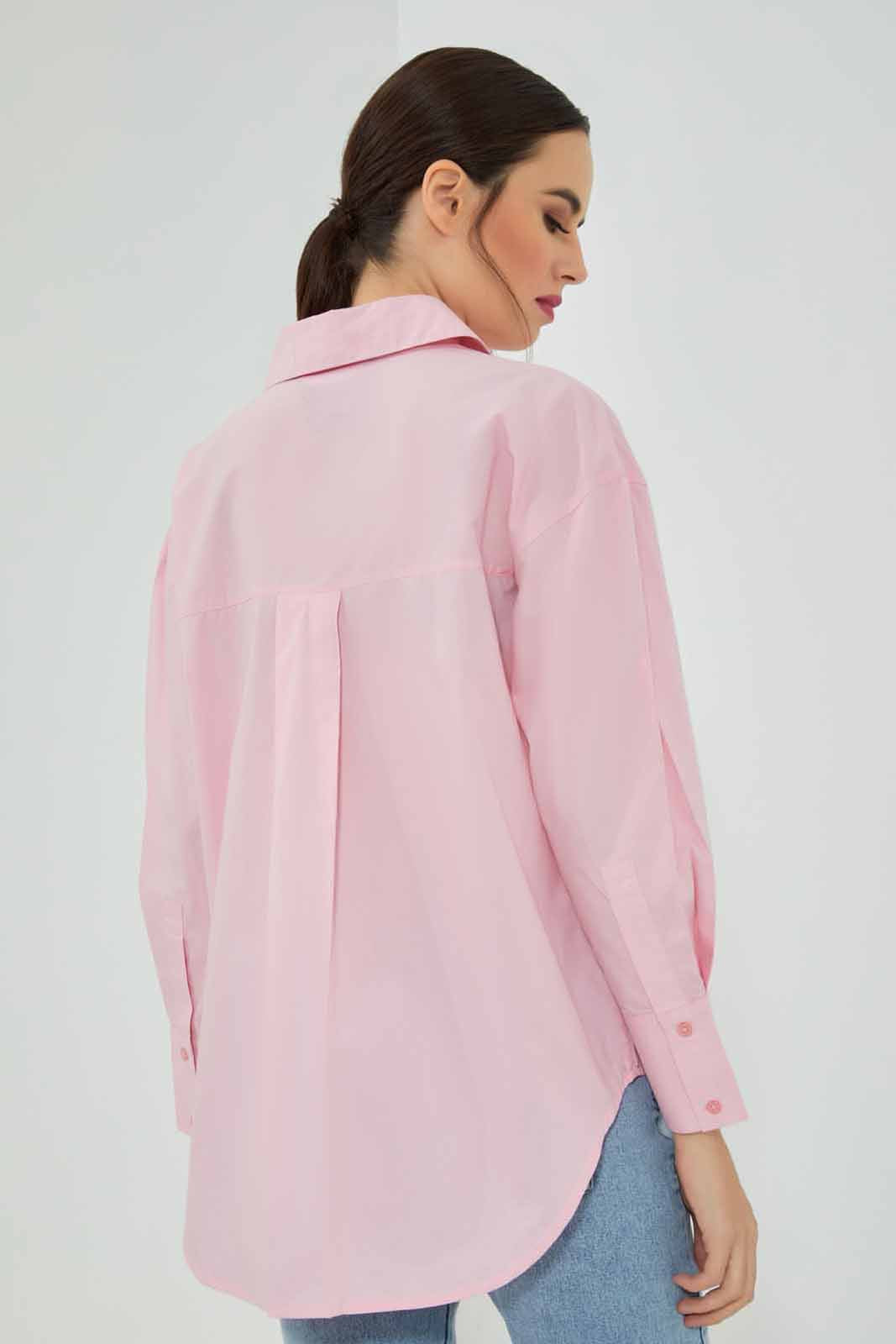 Redtag-Pink-Poplin-Oversize-Shirt-Category:Blouses,-Colour:Apricot,-Deals:New-In,-Filter:Women's-Clothing,-KSH,-New-In-Women-APL,-Non-Sale,-Section:Women,-W22A,-Women-Blouses-Women's-