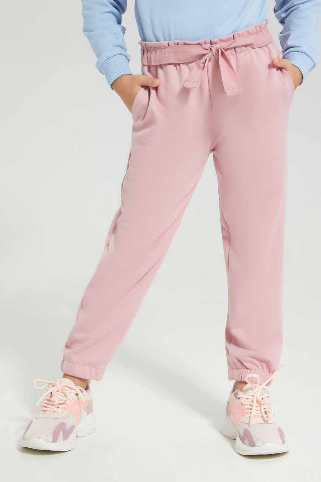 Redtag-Pink-Active-Pant-With-Belt-Category:Joggers,-Colour:Apricot,-Deals:New-In,-Filter:Girls-(2-to-8-Yrs),-GIR-Joggers,-New-In-GIR-APL,-Non-Sale,-Section:Girls-(0-to-14Yrs),-W22A-Girls-2 to 8 Years
