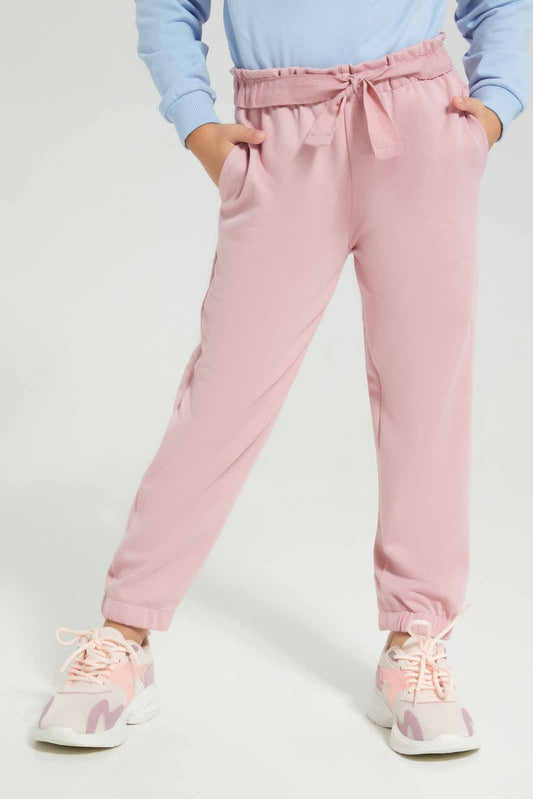 Redtag-Pink-Active-Pant-With-Belt-Category:Joggers,-Colour:Apricot,-Deals:New-In,-Filter:Girls-(2-to-8-Yrs),-GIR-Joggers,-New-In-GIR-APL,-Non-Sale,-Section:Girls-(0-to-14Yrs),-W22A-Girls-2 to 8 Years