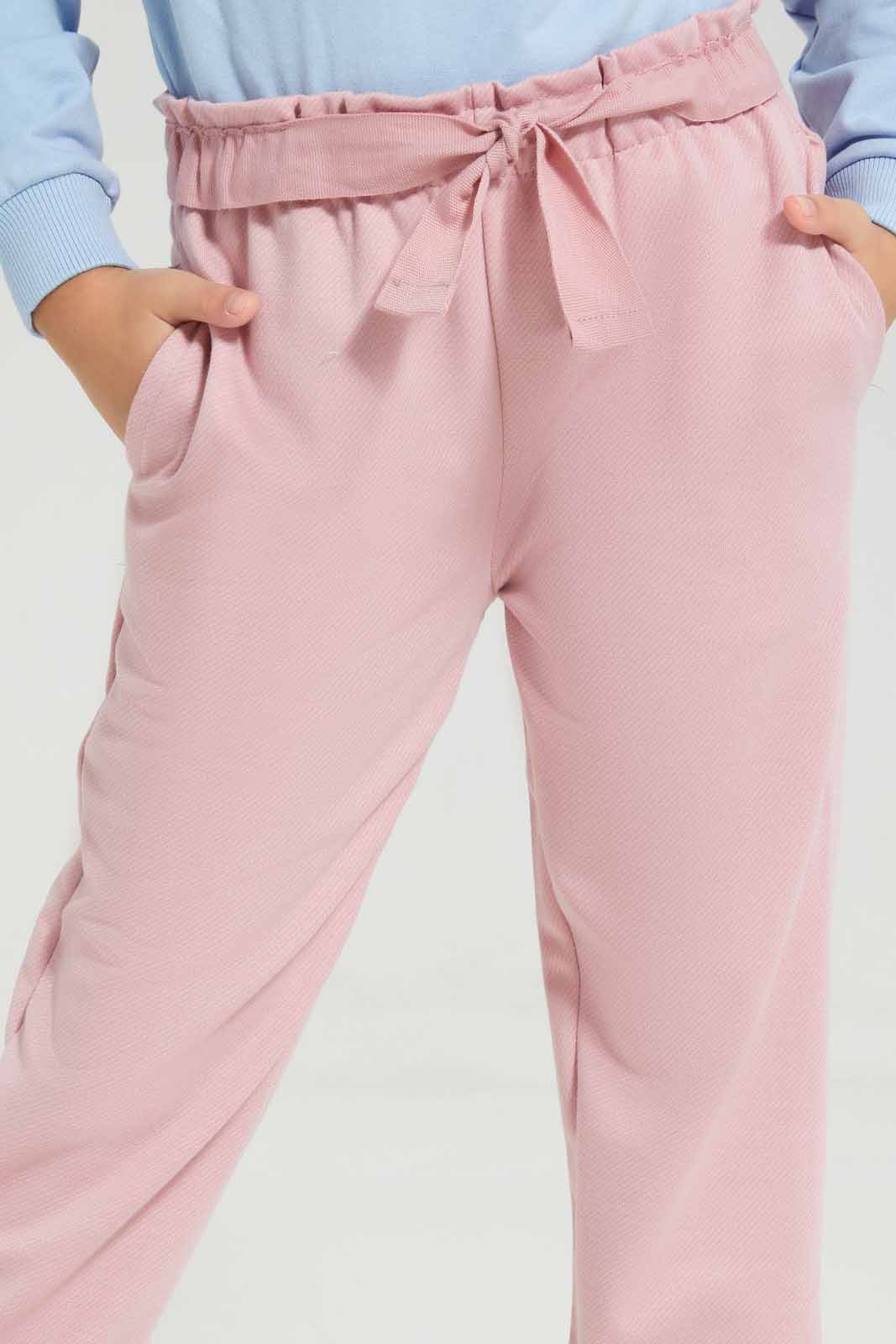 Redtag-Pink-Active-Pant-With-Belt-Category:Joggers,-Colour:Apricot,-Deals:New-In,-Filter:Girls-(2-to-8-Yrs),-GIR-Joggers,-New-In-GIR-APL,-Non-Sale,-Section:Girls-(0-to-14Yrs),-W22A-Girls-2 to 8 Years