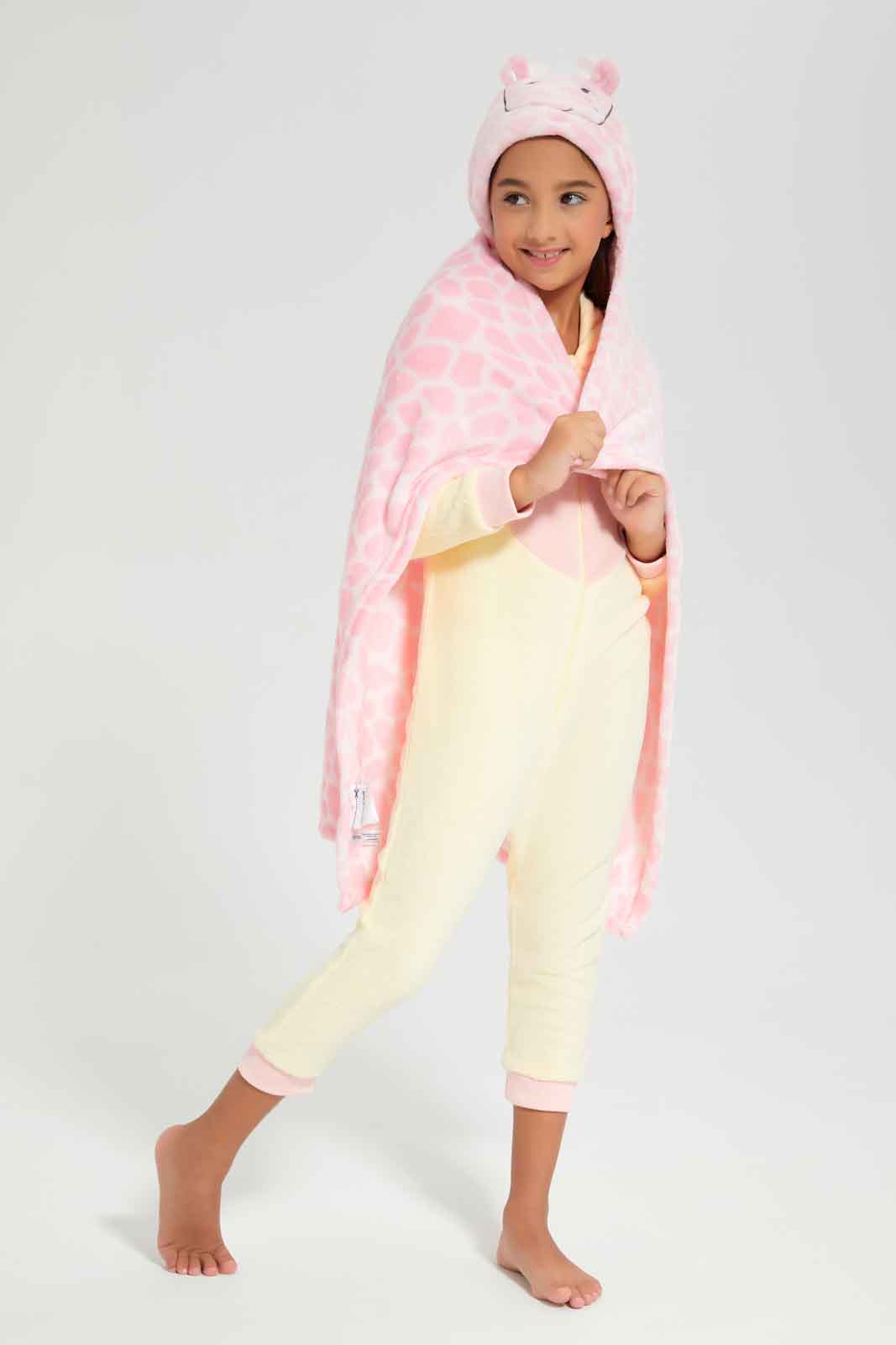 Redtag-Giraffe-Hooded-Coral-Fleece-Blanket-Pink-Category:Newborn-Accessories,-Colour:Apricot,-Deals:New-In,-Filter:Baby-(0-to-12-Mths),-NBG-Newborn-Accessories,-New-In-NBG-APL,-Non-Sale,-Section:Girls-(0-to-14Yrs),-W22B-Baby-0 to 12 Months